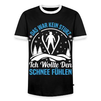 Ski Jumping Chance Winter Sports Skis for Ski Jumping - Men's Ringer Shirt - black/white - Front - AI Model Female 172 light (172cm) & AI Model Male 178 light (178cm)