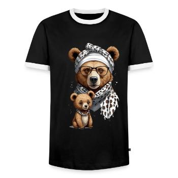 Funny Mama Bear Mother Bear Bear Lover - Men's Ringer Shirt - black/white - Front - AI Model Female 172 light (172cm) & AI Model Male 178 light (178cm)