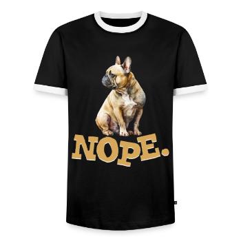 Bouledogue français têtu NOPE Frenchie - T-shirt contrasté Homme - noir/blanc - Devant - AI Model Female 172 light (172cm) & AI Model Male 178 light (178cm)
