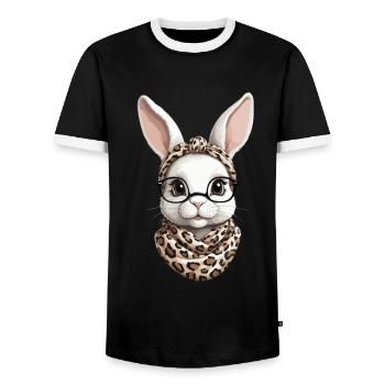 Maman Lapin Mignon Lapin Maman Mignon Lapin de Pâques - T-shirt contrasté Homme - noir/blanc - Devant - AI Model Female 172 light (172cm) & AI Model Male 178 light (178cm)