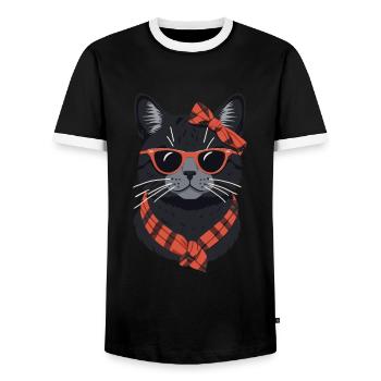 Cute Cat Mom Cat Lover Mom Style - Men's Ringer Shirt - black/white - Front - AI Model Female 172 light (172cm) & AI Model Male 178 light (178cm)