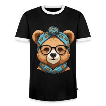 Funny Mama Bear Mother Bear Bear Lover - Men's Ringer Shirt - black/white - Front - AI Model Female 172 light (172cm) & AI Model Male 178 light (178cm)