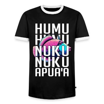 Humuhumunukunukuapua'a Hawaiian Reef Triggerfish - Men's Ringer Shirt - black/white - Front - AI Model Female 172 light (172cm) & AI Model Male 178 light (178cm)