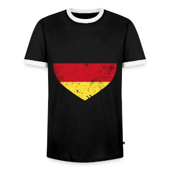 Vintage Heart Flag Football Handball Germany - Men's Ringer Shirt - black/white - Front - AI Model Female 172 light (172cm) & AI Model Male 178 light (178cm)