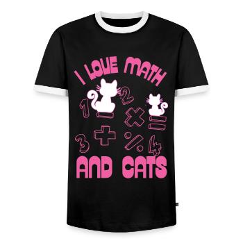 I Love Math And Cats - Men's Ringer Shirt - black/white - Front - AI Model Female 172 light (172cm) & AI Model Male 178 light (178cm)