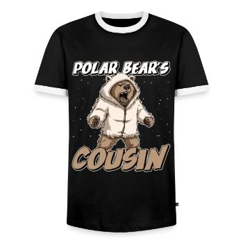 Grizzly Bear Christmas Brown Bear - Men's Ringer Shirt - black/white - Front - AI Model Female 172 light (172cm) & AI Model Male 178 light (178cm)