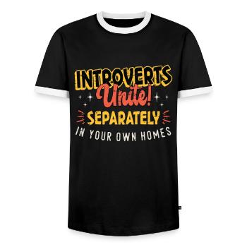 Les introvertis s’unissent séparément dans le vôtre - T-shirt contrasté Homme - noir/blanc - Devant - AI Model Female 172 light (172cm) & AI Model Male 178 light (178cm)