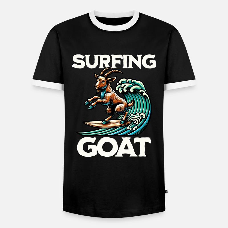 Surfing Goat - Männer Kontrast-T-Shirt - Schwarz/Weiß