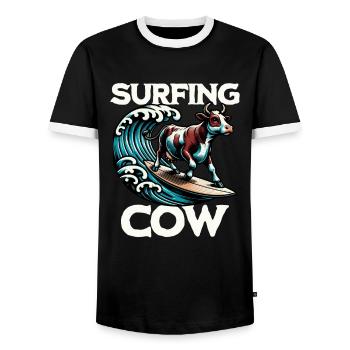 Vache surfeuse - T-shirt contrasté Homme - noir/blanc - Devant - AI Model Female 172 light (172cm) & AI Model Male 178 light (178cm)