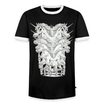 Licorne Licornes Créatures mythiques Animaux mythiques Enfant - T-shirt contrasté Homme - noir/blanc - Devant - AI Model Female 172 light (172cm) & AI Model Male 178 light (178cm)