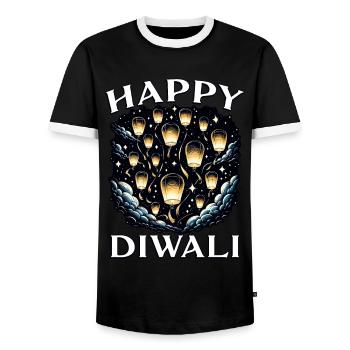 Happy Diwali - Men's Ringer Shirt - black/white - Front - AI Model Female 172 light (172cm) & AI Model Male 178 light (178cm)