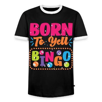 Bingo Player Born To Yell Bingo - Men's Ringer Shirt - black/white - Front - AI Model Female 172 light (172cm) & AI Model Male 178 light (178cm)