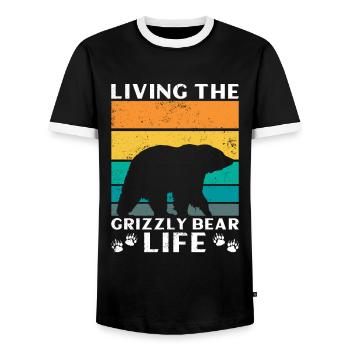 Grizzlybär Braunbär - Männer Kontrast-T-Shirt - Schwarz/Weiß - Vorne - AI Model Female 172 light (172cm) & AI Model Male 178 light (178cm)