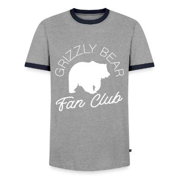 Grizzly Bear Brown Bear - Men's Ringer Shirt - grey/navy  - Front - AI Model Female 172 light (172cm) & AI Model Male 178 light (178cm)
