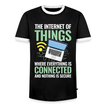 Internet of Things Connected Nothing Is Secure - Männer Kontrast-T-Shirt - Schwarz/Weiß - Vorne - AI Model Female 172 light (172cm) & AI Model Male 178 light (178cm)