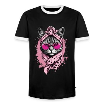 Cute Cat Mom Cat Lover Mom Style - Men's Ringer Shirt - black/white - Front - AI Model Female 172 light (172cm) & AI Model Male 178 light (178cm)