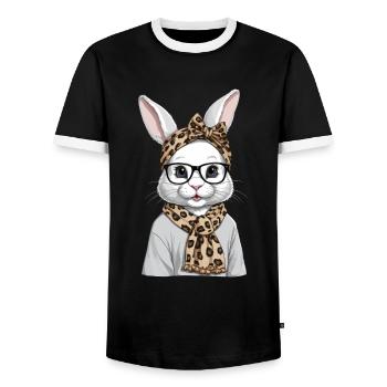 Maman Lapin Mignon Lapin Maman Mignon Lapin de Pâques - T-shirt contrasté Homme - noir/blanc - Devant - AI Model Female 172 light (172cm) & AI Model Male 178 light (178cm)
