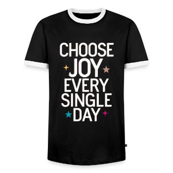 Choisissez la joie chaque jour - T-shirt contrasté Homme - noir/blanc - Devant - AI Model Female 172 light (172cm) & AI Model Male 178 light (178cm)