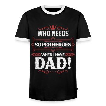 Superhero Dad Better Than Any Comic Book Hero - Men's Ringer Shirt - black/white - Front - AI Model Female 172 light (172cm) & AI Model Male 178 light (178cm)
