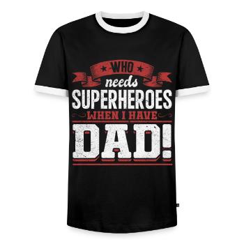 Superhero Dad Better Than Any Comic Book Hero - Men's Ringer Shirt - black/white - Front - AI Model Female 172 light (172cm) & AI Model Male 178 light (178cm)