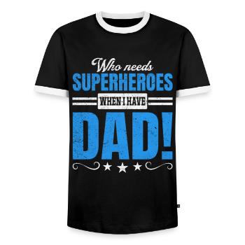 Superhero Dad Better Than Any Comic Book Hero - Men's Ringer Shirt - black/white - Front - AI Model Female 172 light (172cm) & AI Model Male 178 light (178cm)