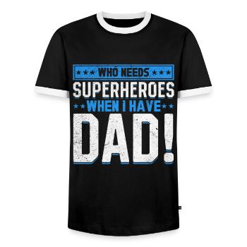 Superhero Dad Better Than Any Comic Book Hero - Men's Ringer Shirt - black/white - Front - AI Model Female 172 light (172cm) & AI Model Male 178 light (178cm)