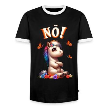 Drôle de cheval qui dit non ! pour les amoureux des chevaux - T-shirt contrasté Homme - noir/blanc - Devant - AI Model Female 172 light (172cm) & AI Model Male 178 light (178cm)