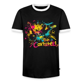 Cool cartwheel gymnast - Men's Ringer Shirt - black/white - Front - AI Model Female 172 light (172cm) & AI Model Male 178 light (178cm)