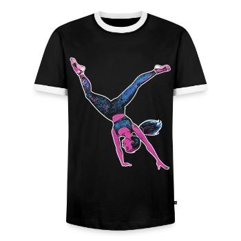 Cool cartwheel gymnast - Men's Ringer Shirt - black/white - Front - AI Model Female 172 light (172cm) & AI Model Male 178 light (178cm)