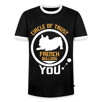 Französische Bulldogge KREIS DES VERTRAUENS FRENCH - Männer Kontrast-T-Shirt - Schwarz/Weiß - Vorne - AI Model Female 172 light (172cm) & AI Model Male 178 light (178cm)