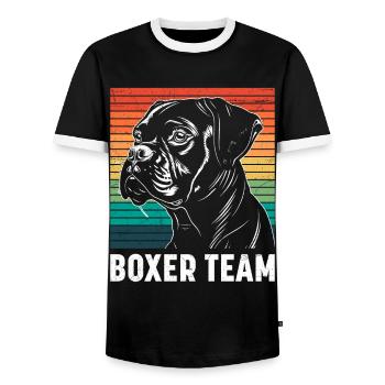 Allemand Boxer Chien Papa BOXER TEAM Drôle - T-shirt contrasté Homme - noir/blanc - Devant - AI Model Female 172 light (172cm) & AI Model Male 178 light (178cm)