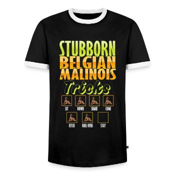 Belgian Shepherd STUBBORN BELGIAN MALINOIS - Men's Ringer Shirt - black/white - Front - AI Model Female 172 light (172cm) & AI Model Male 178 light (178cm)