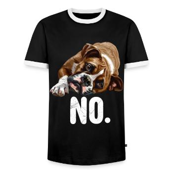 German Boxer NO Dog Owner Funny - Men's Ringer Shirt - black/white - Front - AI Model Female 172 light (172cm) & AI Model Male 178 light (178cm)