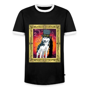 Medieval Wehrwolf Werewolves Wolf Wolves Wolves - Men's Ringer Shirt - black/white - Front - AI Model Female 172 light (172cm) & AI Model Male 178 light (178cm)