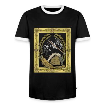 Snail Mountaineer Mountaineering Mountains Mountaineering - Men's Ringer Shirt - black/white - Front - AI Model Female 172 light (172cm) & AI Model Male 178 light (178cm)