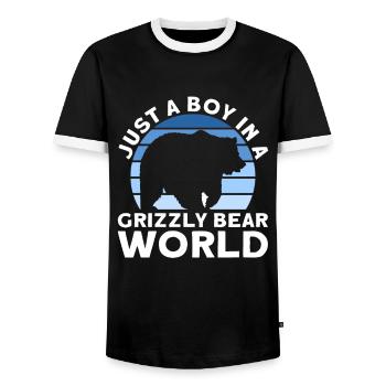 Grizzly Bear Garçon Enfants Ours Brun - T-shirt contrasté Homme - noir/blanc - Devant - AI Model Female 172 light (172cm) & AI Model Male 178 light (178cm)