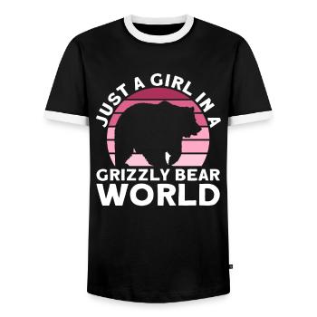 Grizzly Bear Fille Enfants Ours Brun - T-shirt contrasté Homme - noir/blanc - Devant - AI Model Female 172 light (172cm) & AI Model Male 178 light (178cm)