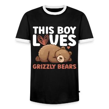 Grizzly Bear Garçon Enfants Ours Brun - T-shirt contrasté Homme - noir/blanc - Devant - AI Model Female 172 light (172cm) & AI Model Male 178 light (178cm)