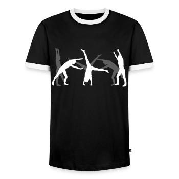 Cool cartwheel gymnast - Men's Ringer Shirt - black/white - Front - AI Model Female 172 light (172cm) & AI Model Male 178 light (178cm)