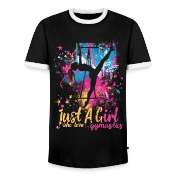 Cool cartwheel gymnast - Men's Ringer Shirt - black/white - Front - AI Model Female 172 light (172cm) & AI Model Male 178 light (178cm)