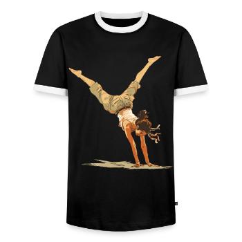 Cool cartwheel gymnast - Men's Ringer Shirt - black/white - Front - AI Model Female 172 light (172cm) & AI Model Male 178 light (178cm)