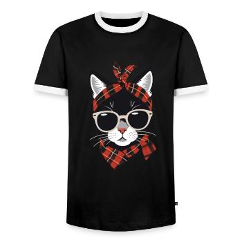 Cute Cat Mom Cat Lover Mom Style - Men's Ringer Shirt - black/white - Front - AI Model Female 172 light (172cm) & AI Model Male 178 light (178cm)
