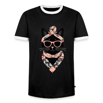 Cute Cat Mom Cat Lover Mom Style - Men's Ringer Shirt - black/white - Front - AI Model Female 172 light (172cm) & AI Model Male 178 light (178cm)