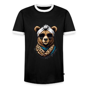 Funny Mama Bear Mother Bear Bear Lover - Men's Ringer Shirt - black/white - Front - AI Model Female 172 light (172cm) & AI Model Male 178 light (178cm)
