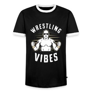 Wrestling Vibes für Ringer Ringer Fans Ringer - Männer Kontrast-T-Shirt - Schwarz/Weiß - Vorne - AI Model Female 172 light (172cm) & AI Model Male 178 light (178cm)