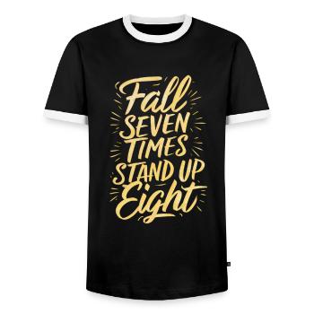 Chute sept fois Debout Huit Motivation - T-shirt contrasté Homme - noir/blanc - Devant - AI Model Female 172 light (172cm) & AI Model Male 178 light (178cm)