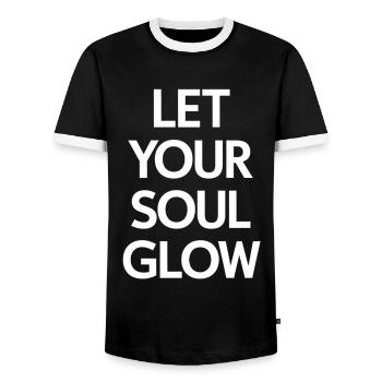 Let your soul shine - Men's Ringer Shirt - black/white - Front - AI Model Female 172 light (172cm) & AI Model Male 178 light (178cm)