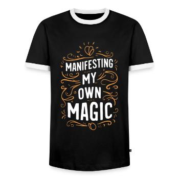 Manifest Your Own Magic - Men's Ringer Shirt - black/white - Front - AI Model Female 172 light (172cm) & AI Model Male 178 light (178cm)