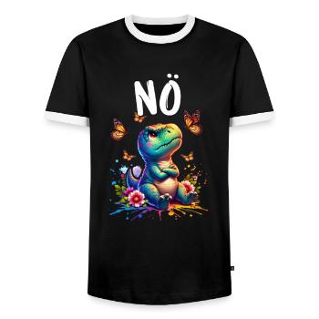 Dinosaur Dinos Saying Nope for Boys and Girls - Men's Ringer Shirt - black/white - Front - AI Model Female 172 light (172cm) & AI Model Male 178 light (178cm)