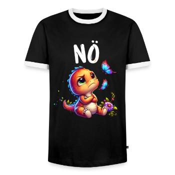 Dinosaur Dinos Saying Nope for Boys and Girls - Men's Ringer Shirt - black/white - Front - AI Model Female 172 light (172cm) & AI Model Male 178 light (178cm)
